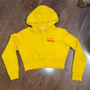 GARAGE MUSTARD YELLOW CROPPED HOODIE